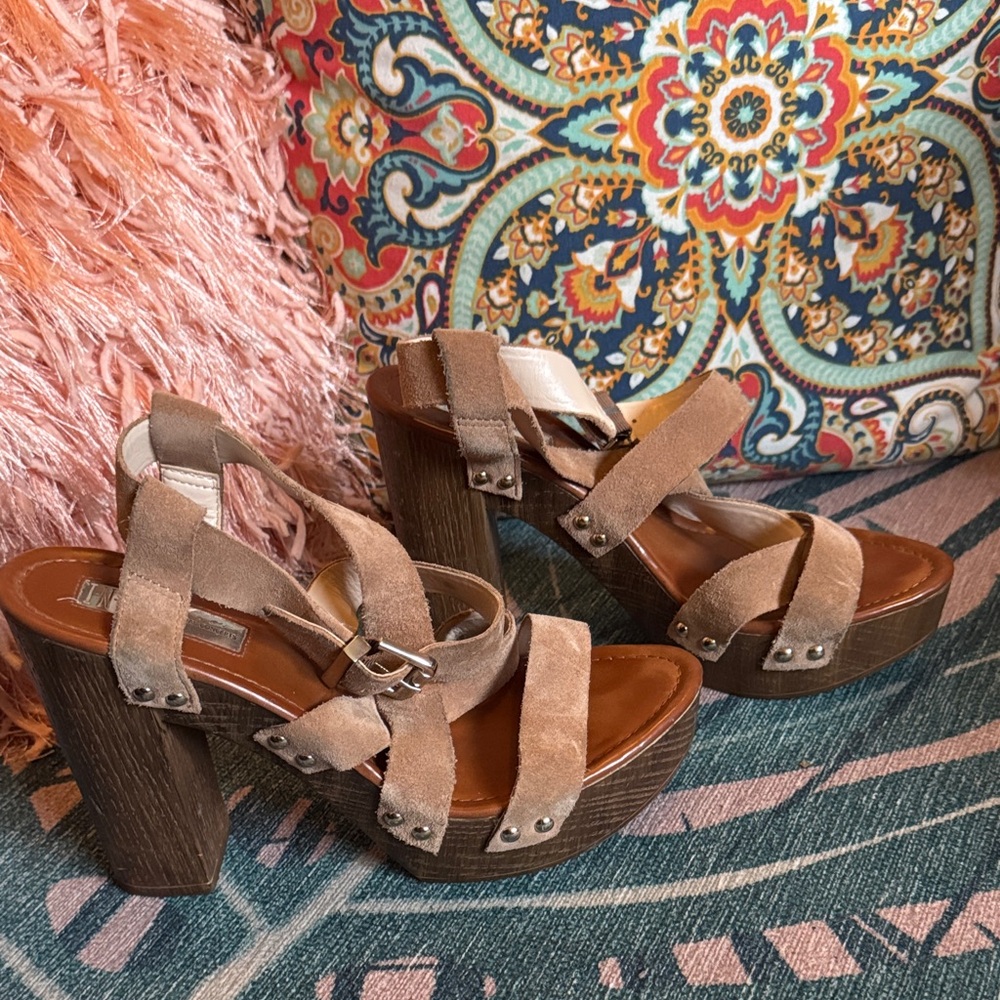 INC International Concepts Tan Suede Platform Heels
